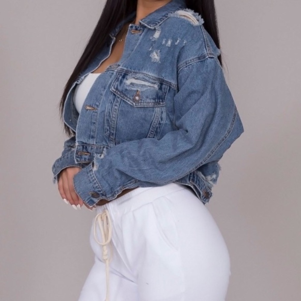 Distressed Denim Jacket - Picture 3 of 5